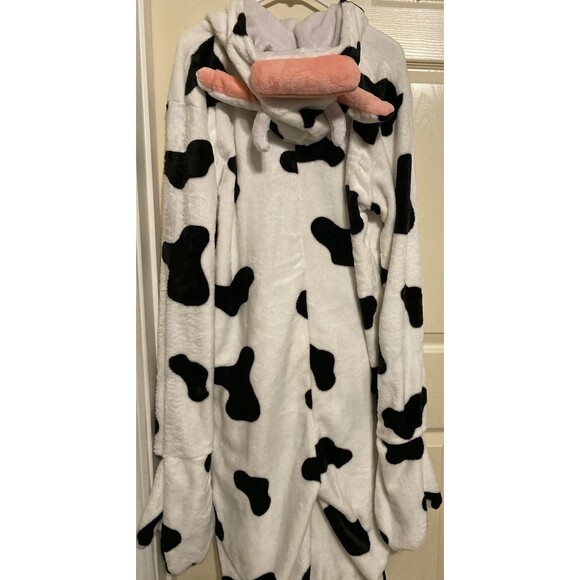 Cow Adult 1-Piece Farm Animal Halloween Cosplay Costume Flappy Suits Pajama L/XL - Picture 8 of 13